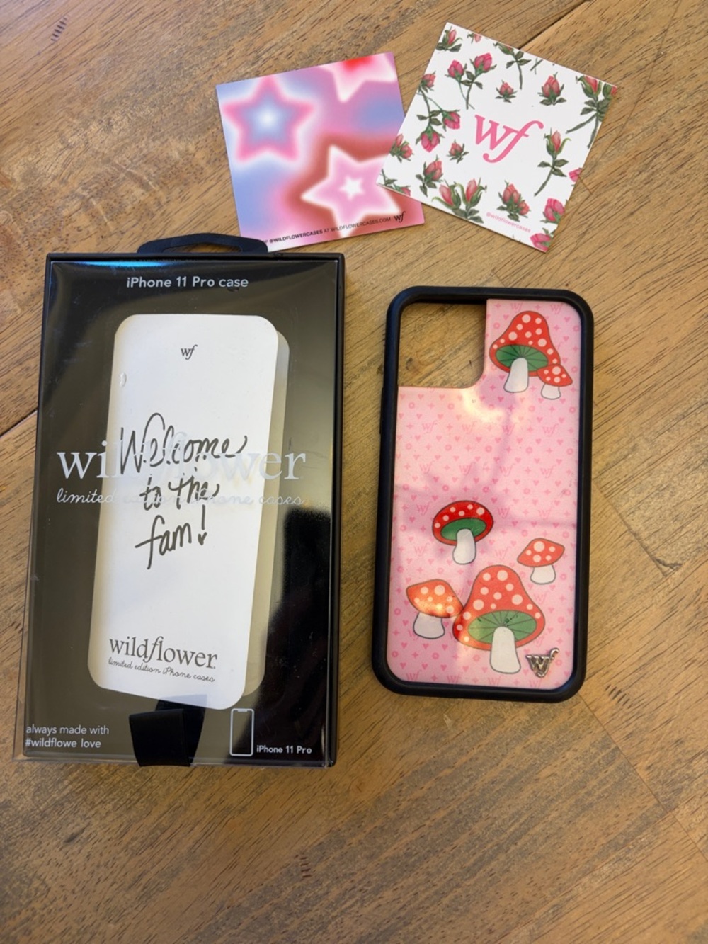 Wildflowers Pink Mushroom Phone Case with Red and Green Caps